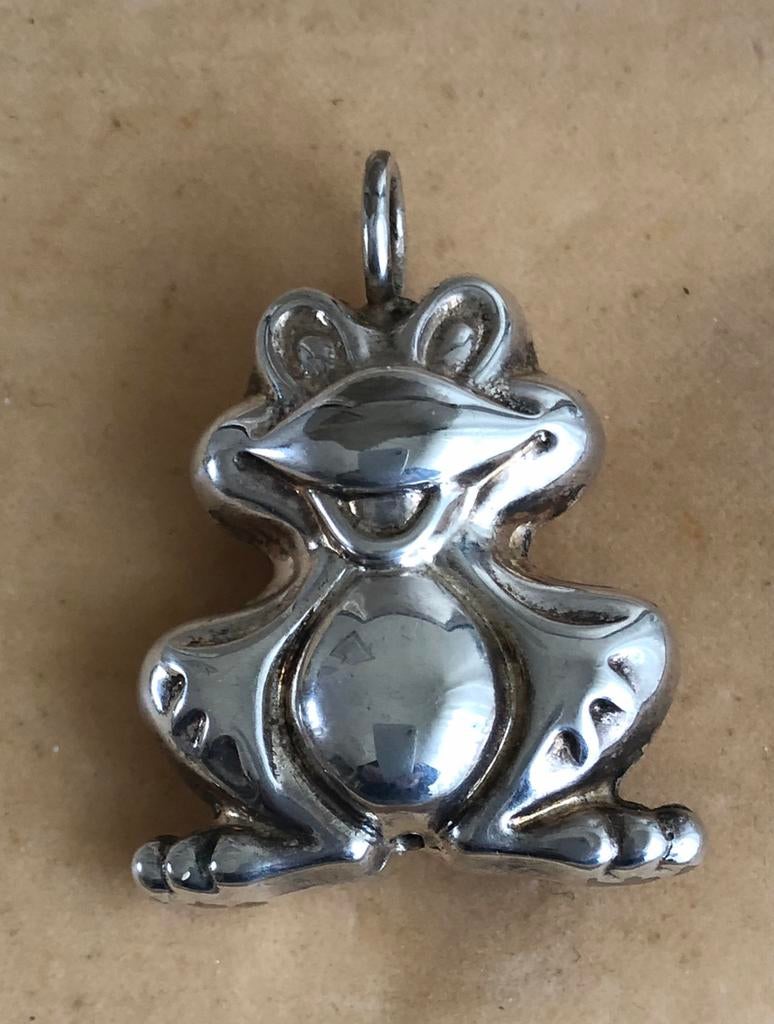 Grote Ketting  Hanger Zilver Kikker Italiaans Design Vintage, Overige merken, Ophalen of Verzenden, Zo goed als nieuw, 1 bedel