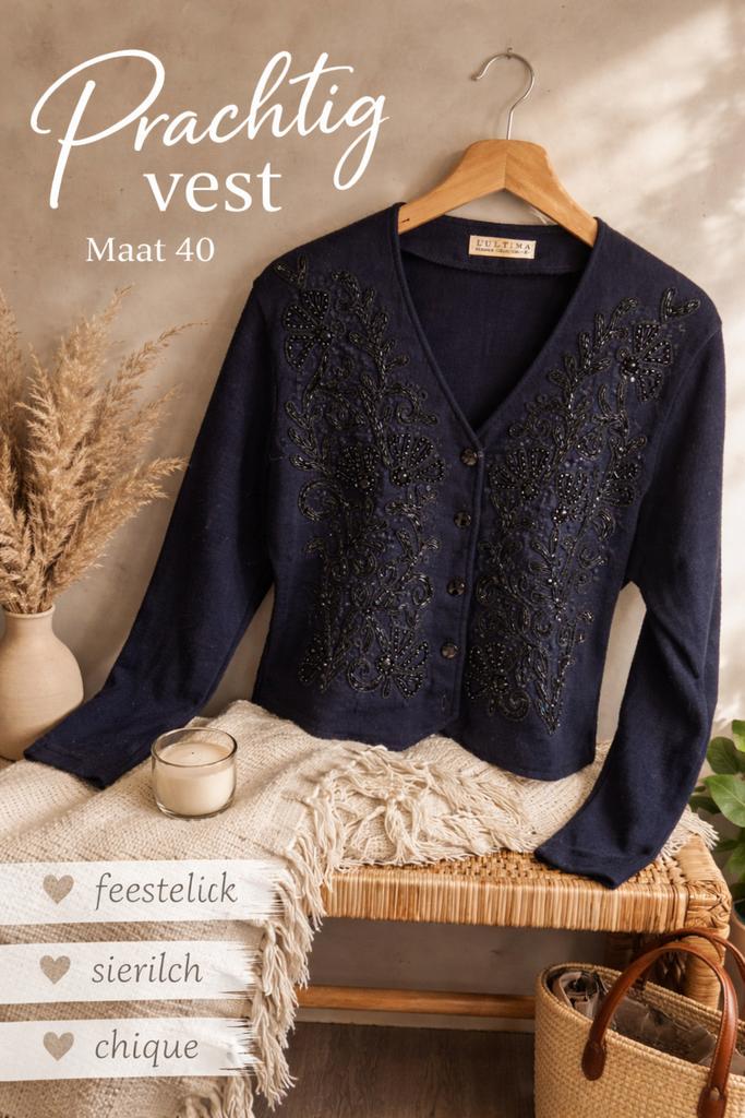 Prachtig vest van L'Ultima, maat 40, Ophalen of Verzenden, Zo goed als nieuw, Maat 38/40 (M), Zwart