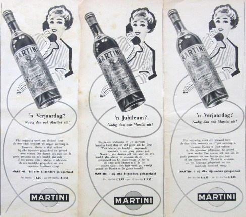14 vintage advertenties reclames Martini drank 1956-58, Ophalen of Verzenden, Gebruikt, Reclamebord