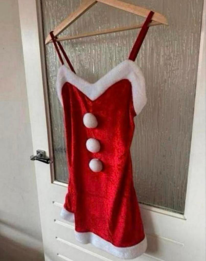 Sexy kerst jurkje in het rood / wit met stretch - maat s, Ophalen of Verzenden, Zo goed als nieuw, Maat 38/40 (M), Rood