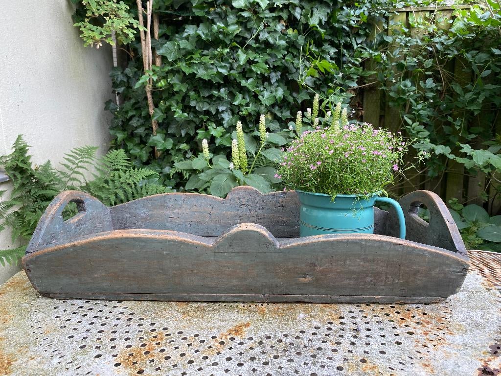 Antieke houten mangelbak, dienblad Brocante mangelbak, Antiek en Kunst, Ophalen of Verzenden