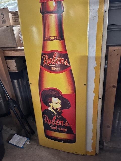 Emaille Rubens bier bord, Ophalen of Verzenden, Gebruikt, Reclamebord