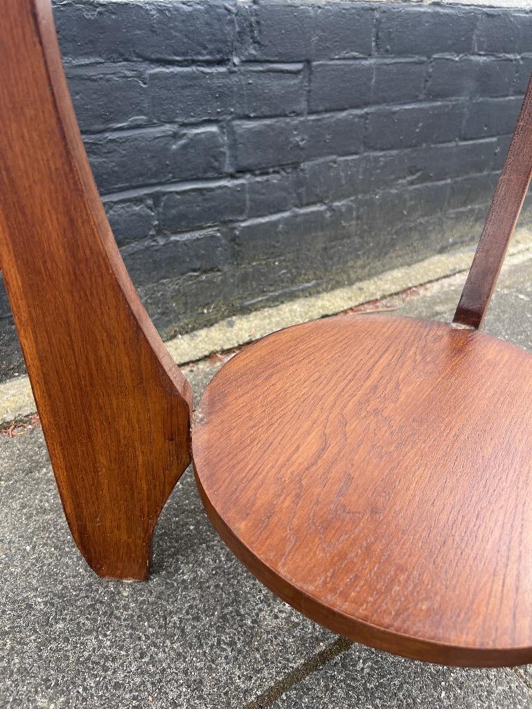 antiek eiken bijzettafel 58 cm, hoog 63 cm, De doofpot, Antiek klassiek, Rond, 60 cm of meer