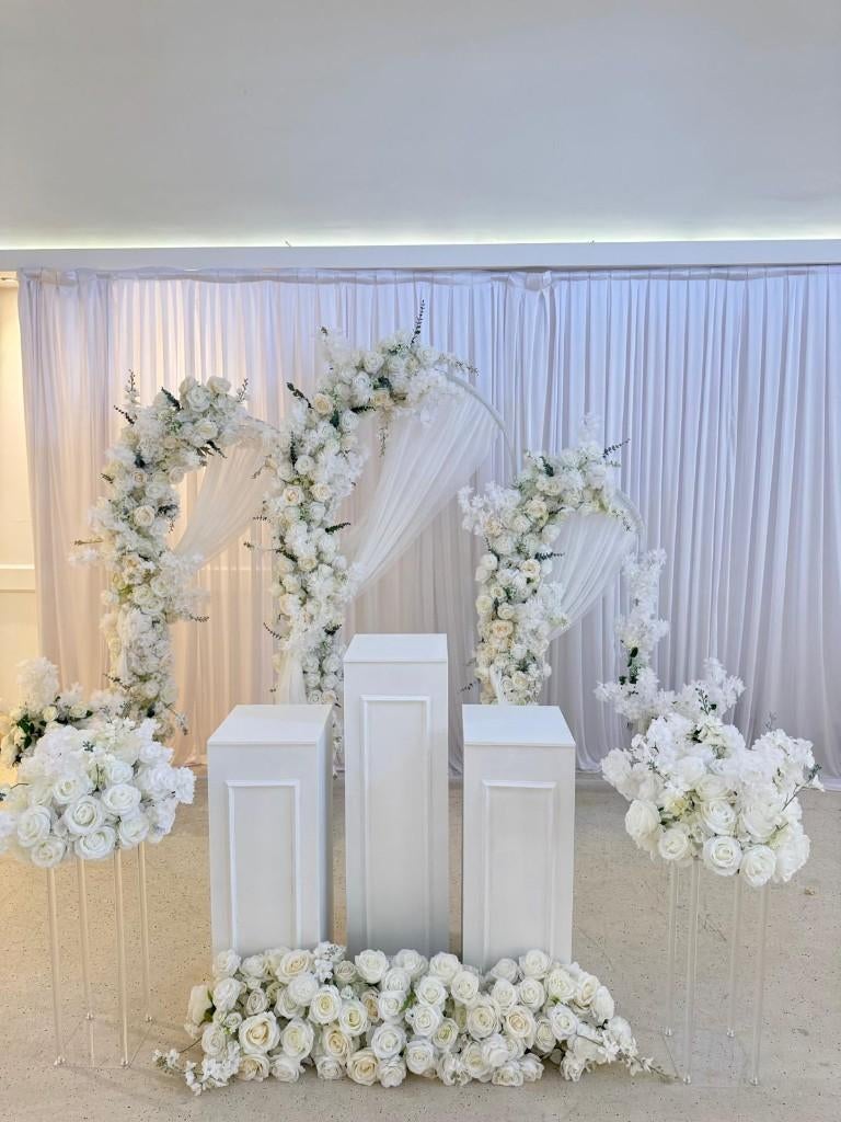 Decoratie backdrop "elegant white", Ophalen of Verzenden, Nieuw, Geboorte of Huwelijk