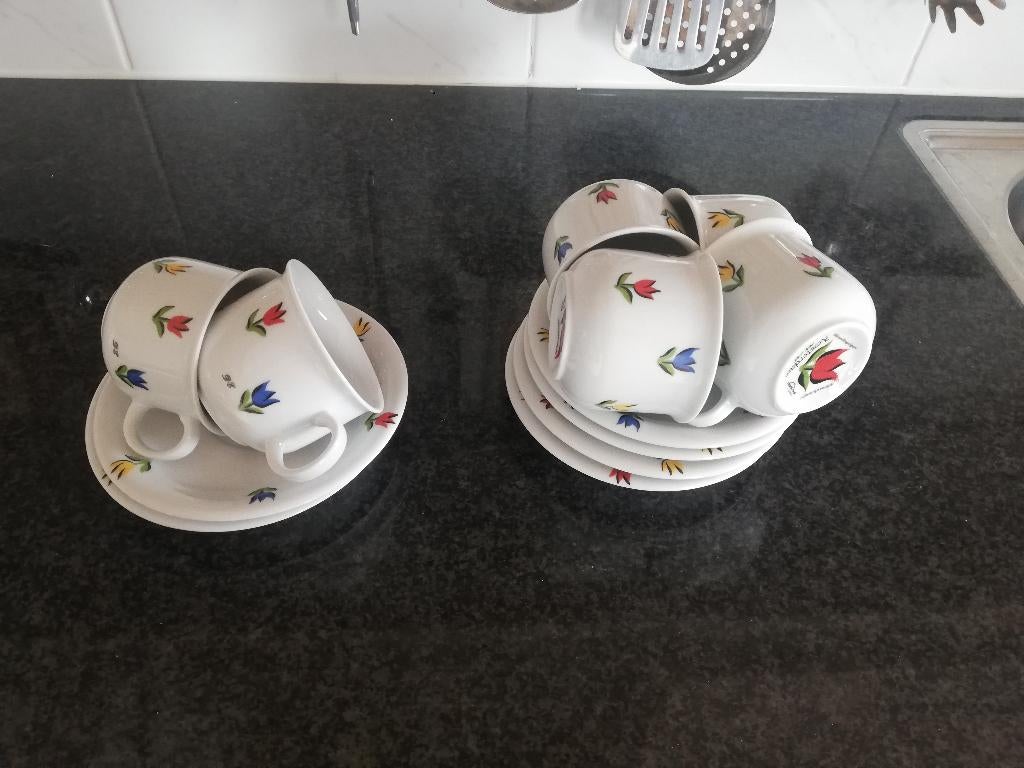 6 kop en schotels kronester amsterdam, Ophalen, Gebruikt, Overige stijlen, Kop(pen) en/of Schotel(s)