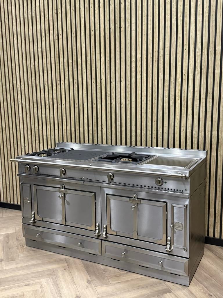 Prachtige La Cornue 165cm Inox Gas + Coup de Feu +Teppanyaki, 60 cm of meer, Grill, Ophalen of Verzenden, Gas