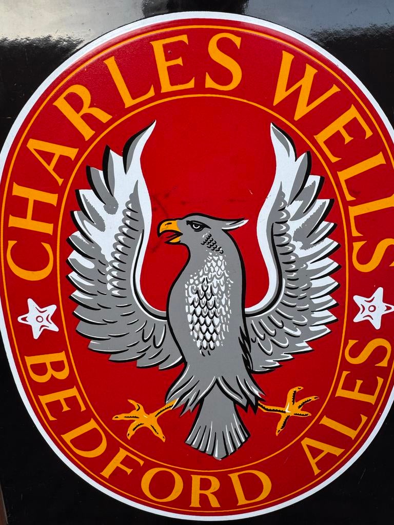 Vintage Charles Wells Bedford Ales Reclamebord, Reclamebord, Gebruikt, ., Ophalen of Verzenden