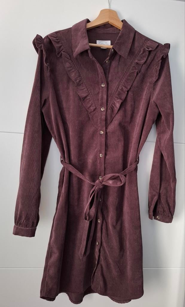 Jurk in donkerpaarse corduroy Cotton Club maat xl/42, Kleding | Dames, Jassen | Zomer, Zo goed als nieuw, Maat 42/44 (L), Paars