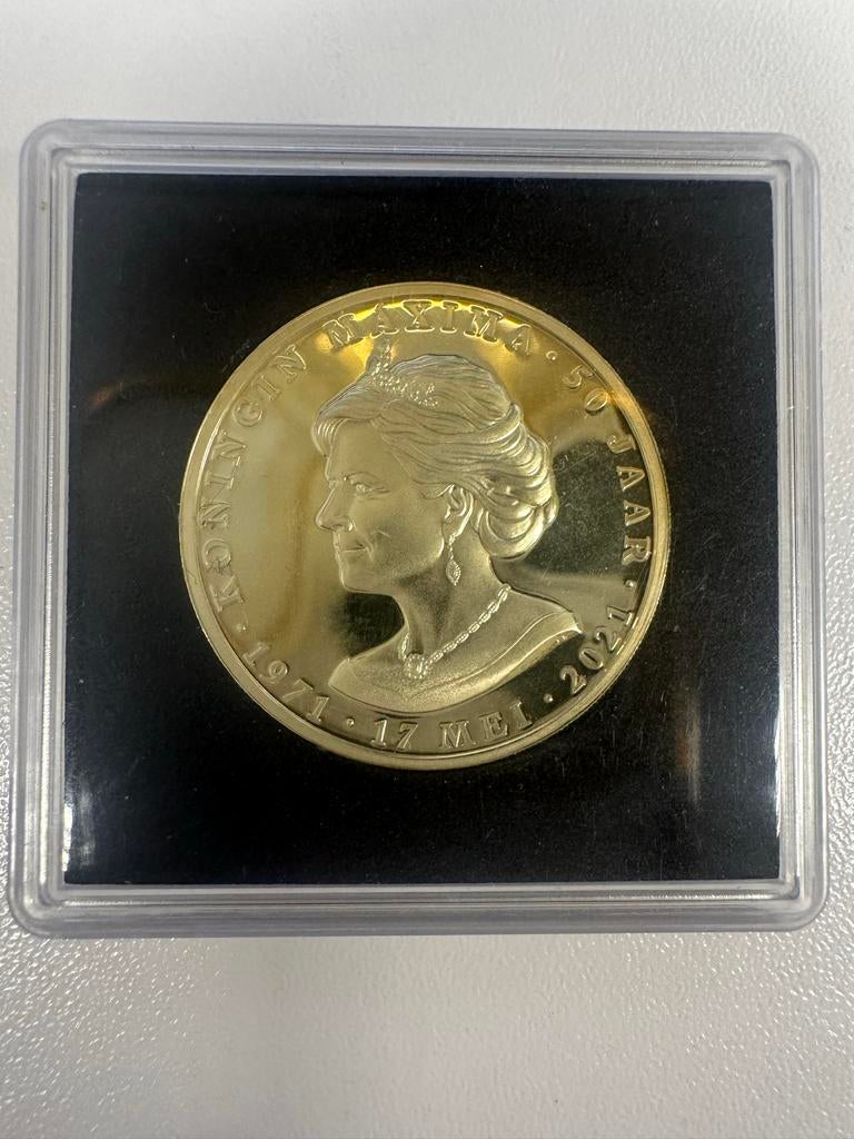 Koningin Máxima 50 Jaar - Proof Medal Herdenkingsuitgifte, Postzegels en Munten, Munten | Nederland, Koningin Beatrix, Geboorte of Huwelijk