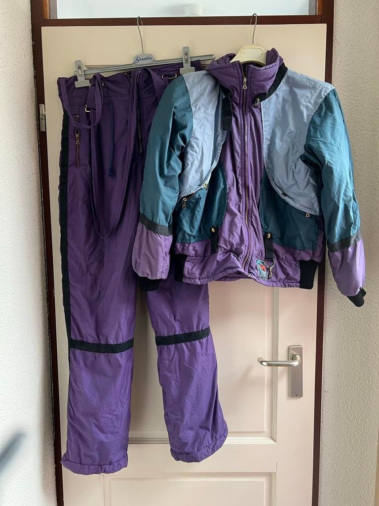 Vintage - ski pak - 80’s / 90’s - Retro - paars - 42/44, Kleding | Dames, Wintersportkleding, Verzenden, Zo goed als nieuw, Maat 42/44 (L)