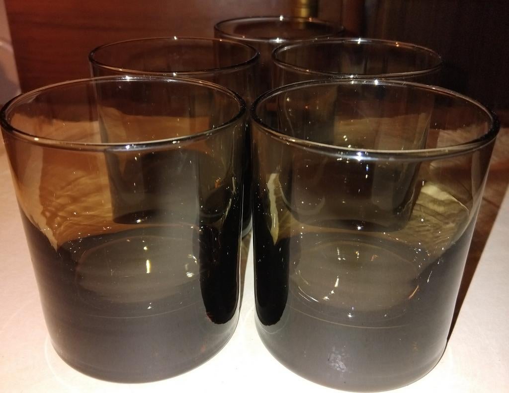 Vintage Rookglas Luminarc On the Rocks Glazen (7), Glas of Glazen, Gebruikt, Contact@arc-intl.com, Ophalen of Verzenden