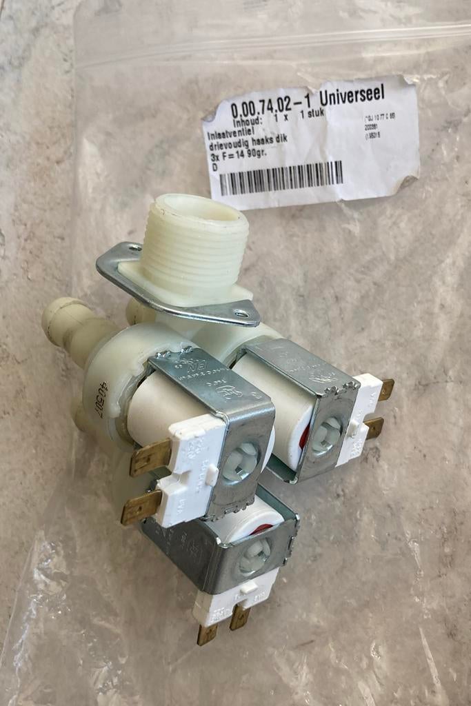 inlaatventiel drievoudig haaks dik universeel wasmachine, Ophalen of Verzenden, Nieuw