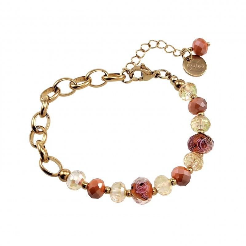 Armband Dames Verguld RVS Ovale Schakelarmband + Oranje Kris, Staal, Birgitta-Gracht 33, 6465 EL Kerkrade, Nederland, Verzenden