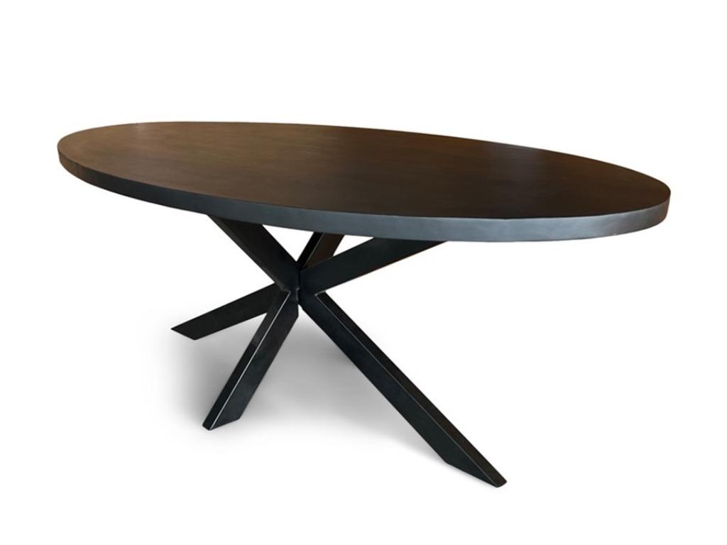 Zwart ovale eettafels mango 160cm t/m 240cm Laagste prijs !, Huis en Inrichting, Overige materialen, Nieuw, Vijf personen of meer