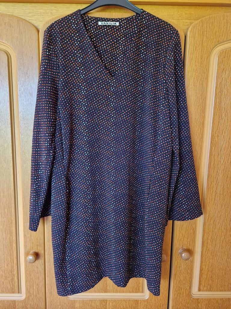 Vanilia Jurk met Stippen - Maat 40, Maat 38/40 (M), Vanilia, Zwart, Ophalen of Verzenden