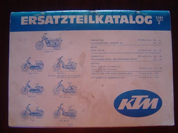 KTM 1981 Chopper 80 MOFA 505 ersatzteil katalog sachs 505, Ophalen of Verzenden