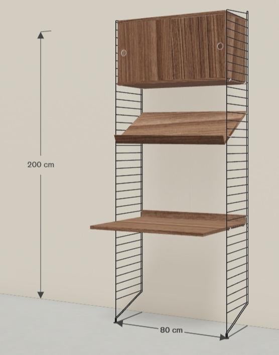 Nisse String Wandsysteem Bureau - Walnoot & Zwart, Ophalen, Opbergruimte, Gebruikt, Scandinavisch