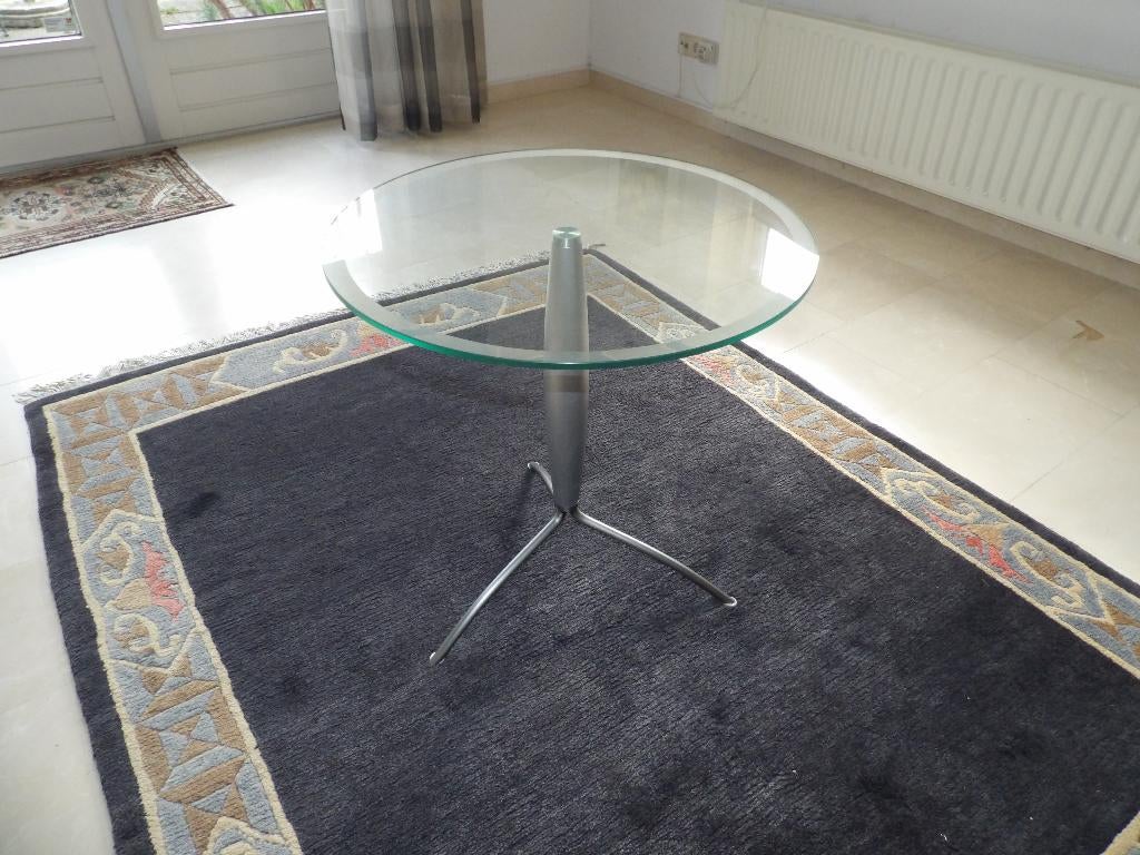 glazen bijzettafel, Huis en Inrichting, Tafels | Bijzettafels, Minder dan 55 cm, Rond, Glas, Ophalen