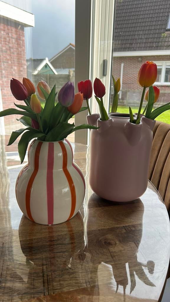 Tulpenvaasjes en tulpen, Ophalen, Rond, Zo goed als nieuw, Minder dan 40 cm