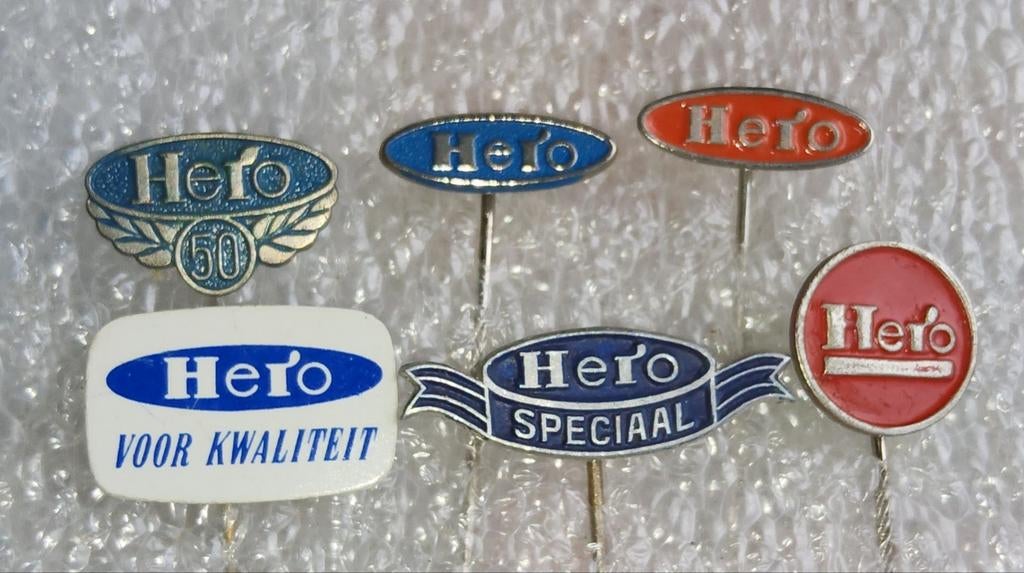 Set van 6 Vintage Hero Speldjes - Diverse Uitvoeringen, Ophalen of Verzenden, Gebruikt, Merk, Speldje of Pin