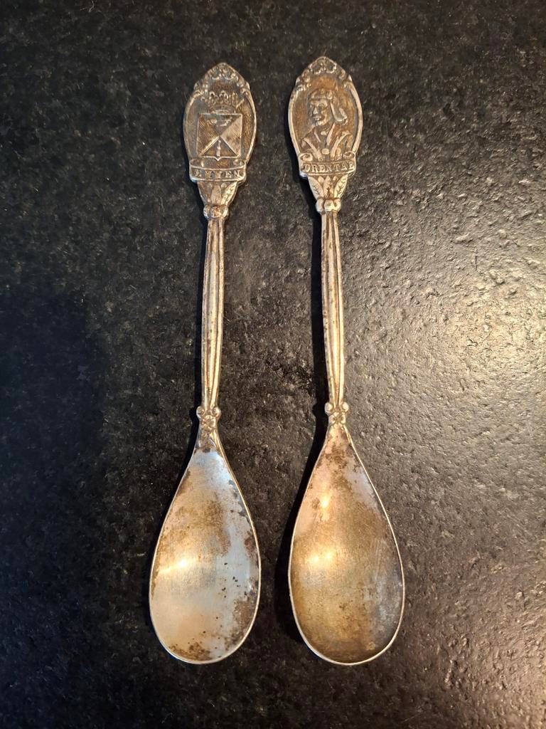 2 verzilverde Lepels Arn van Ess Juwelier - Emmen & Drenthe, Antiek en Kunst, Antiek | Bestek, Ophalen of Verzenden