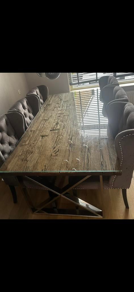 Erik kuster stijl eettafel, Ophalen, Zo goed als nieuw, Rechthoekig, 200 cm of meer