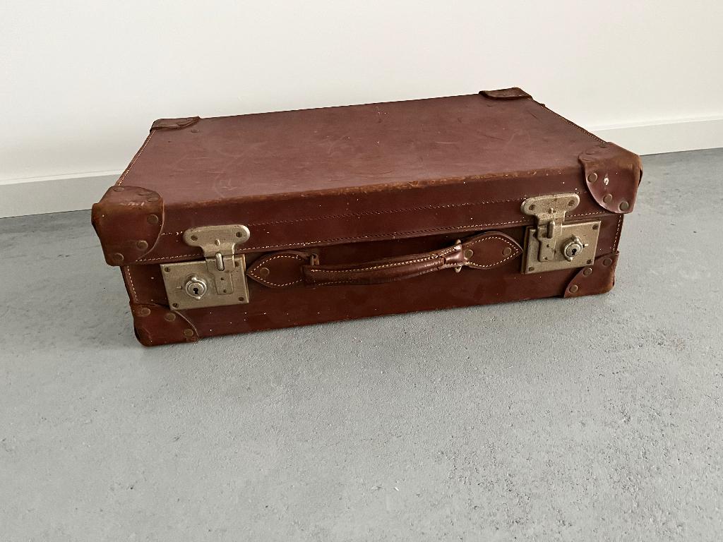 Koffer van leer met slot, Gebruikt, 50 tot 60 cm, Slot, Leer
