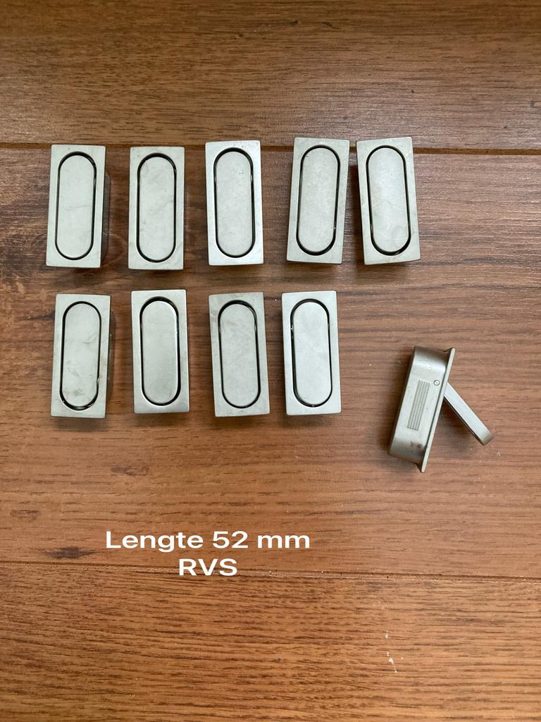 RVS Inbouwgrepen - 10 stuks, 52mm lengte, Ophalen of Verzenden, Gebruikt