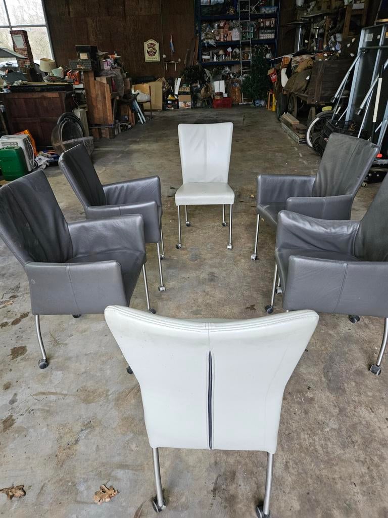6 eetkamerstoelen met wieltjes, Ophalen, Gebruikt, Bruin, Vijf, Zes of meer stoelen