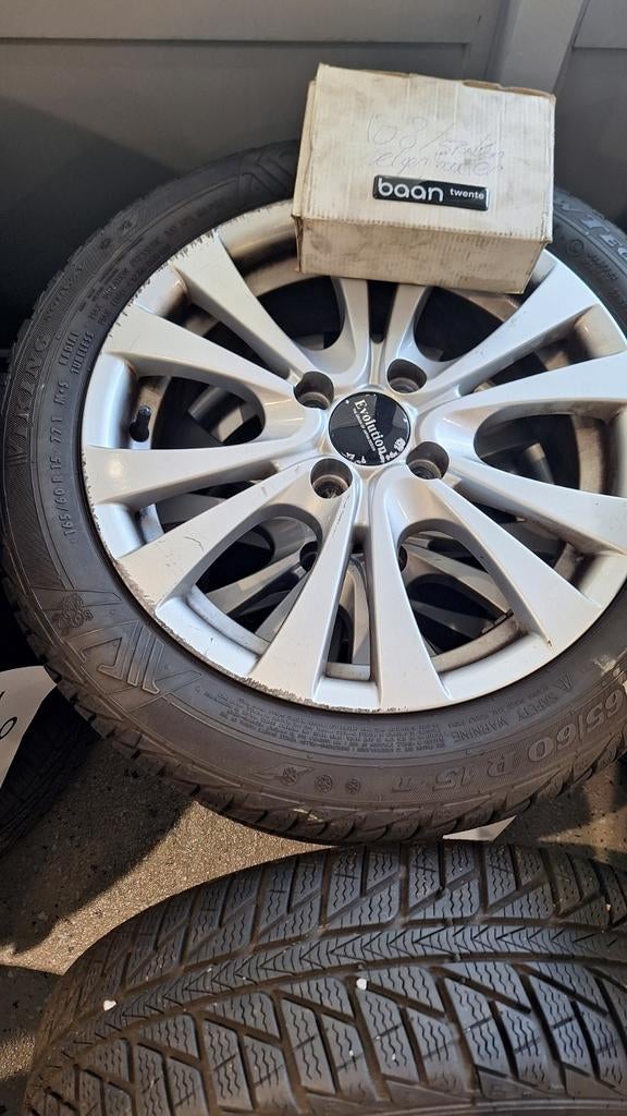 Evolution lichtmetalen velgen 15 inch + winterbanden, Ophalen, Gebruikt, 15 inch, Velg(en)