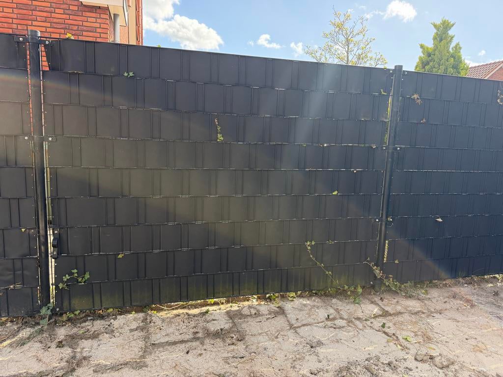 Draadstaal hekwerk zwart 2 x 1.80, Tuin en Terras, Tuinhekken en Hekwerk, Ophalen, Gebruikt, IJzer, Gaashekwerk