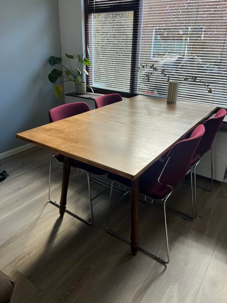 Eettafel met 4 stoelen, Ophalen, Gebruikt, 50 tot 100 cm, 150 tot 200 cm