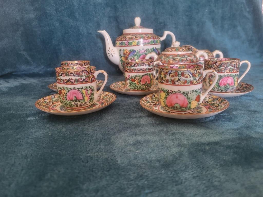 Antiek Chinees Porseleinen Theeservies - Famille Rose, Ophalen