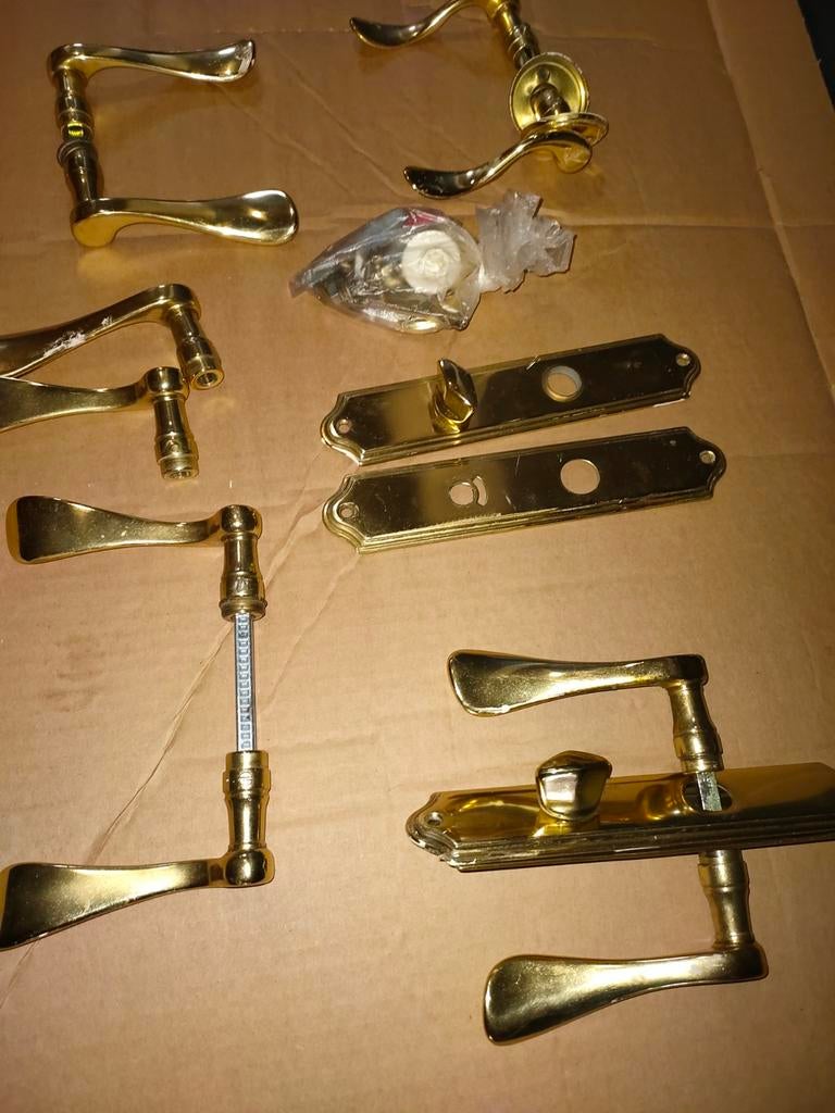 Partij Deur klinken Deur Beslag, Doe-het-zelf en Verbouw, Hang- en Sluitwerk, Ophalen, Zo goed als nieuw, Koper of Messing, Klink of Kruk