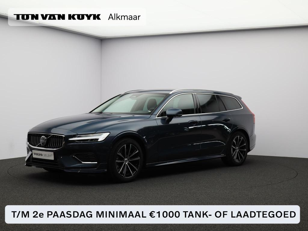 Volvo V60 T6 350PK Plug-in hybrid AWD Core Bright / Trekhaak, Stof, Gebruikt, 4 cilinders, Blauw