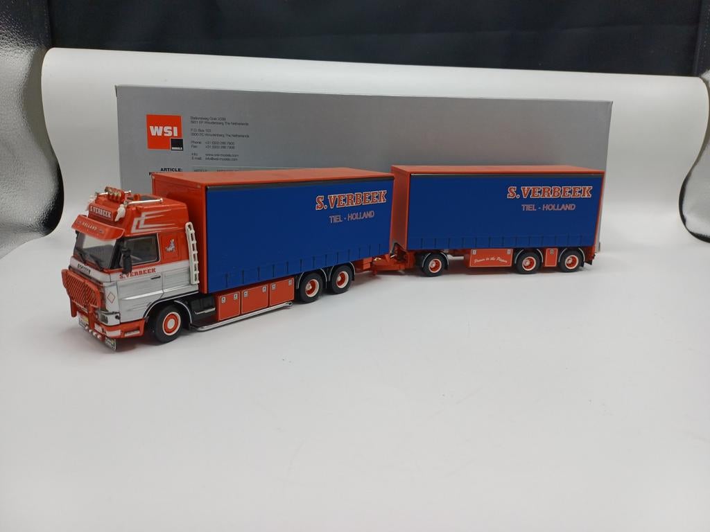 WSI Scania 143 Streamline combi S Verbeek, Hobby en Vrije tijd, Modelauto's | 1:50, Zo goed als nieuw, Bus of Vrachtwagen, Overige merken