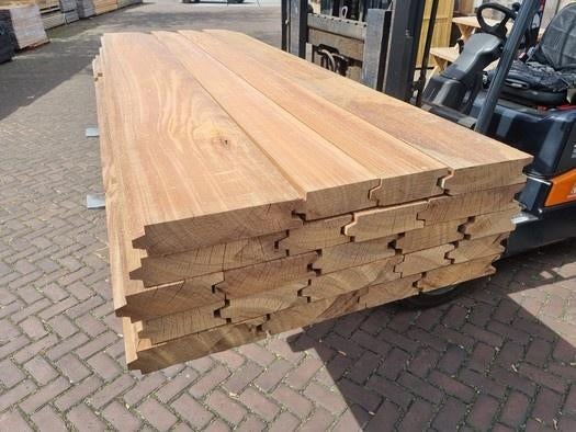 12.42 m2 Azobé hardhouten damwand 7 cm dik -nr: HP78, Ophalen, Planken, Nieuw, Hardhout