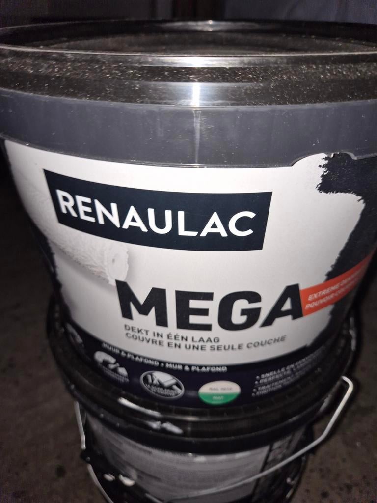 3 emmers Renaulac Mega latex RAL 9010, 10L per emmer, Doe-het-zelf en Verbouw, Verf, Beits en Lak, Ophalen