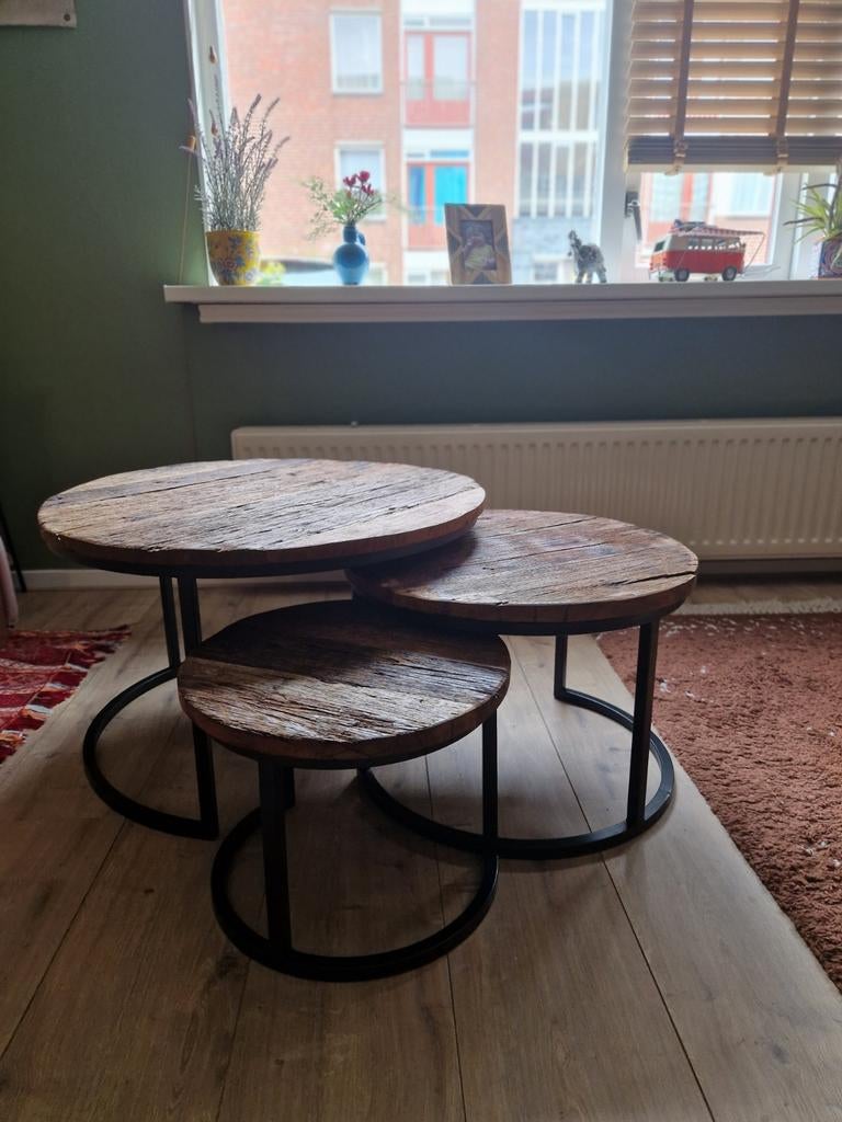 Leuke salontafels, set van 3, Huis en Inrichting, Tafels | Salontafels, Ophalen, 50 tot 100 cm, Rond, 50 tot 100 cm