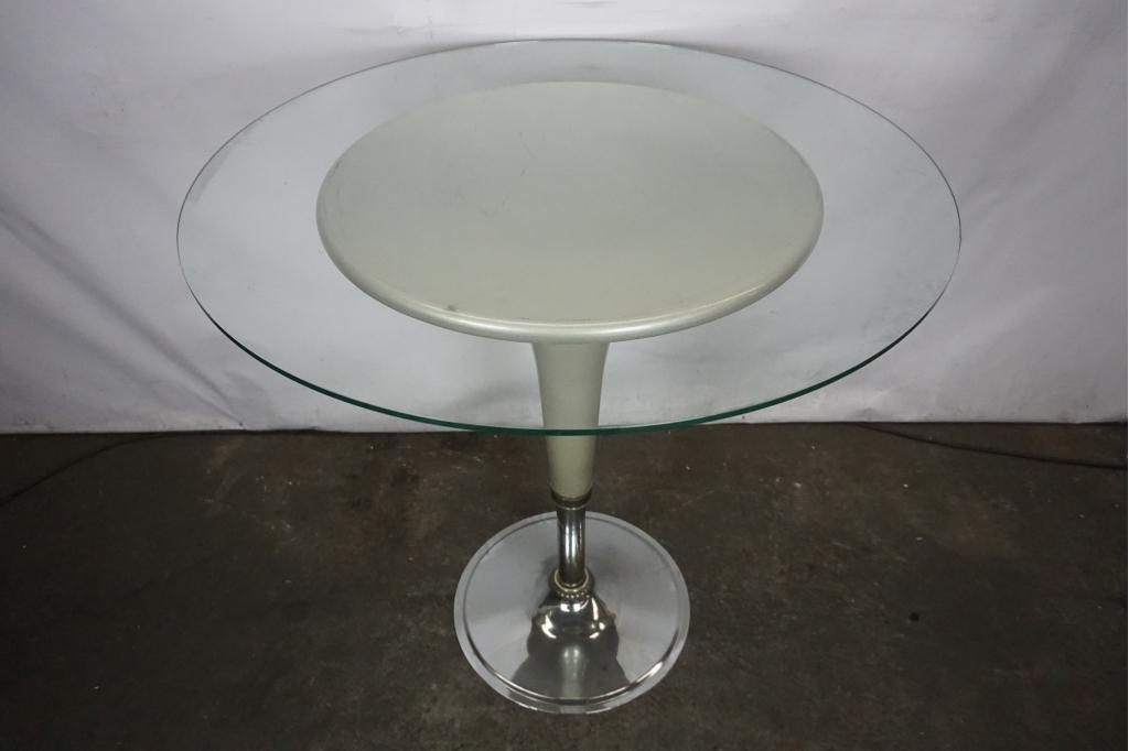 Statafel met glazen blad, Gebruikt, Onbekend, Ophalen of Verzenden, Onbekend