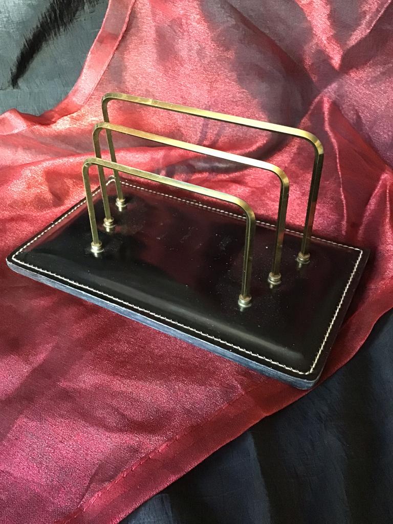 Brievenhouder met koper en leer., Ophalen of Verzenden