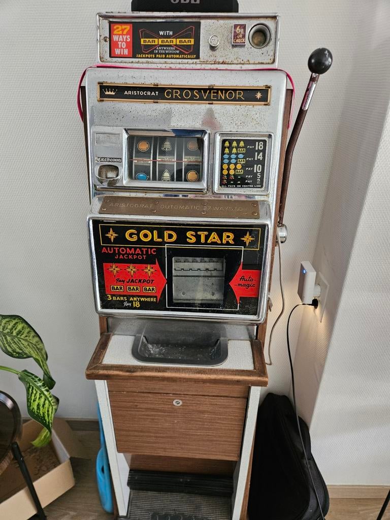 Vintage Aristocrat Grosvenor Gold Star fruitautomaat, Verzamelen, Automaten | Gokkasten en Fruitautomaten, Overige munten, Ophalen of Verzenden