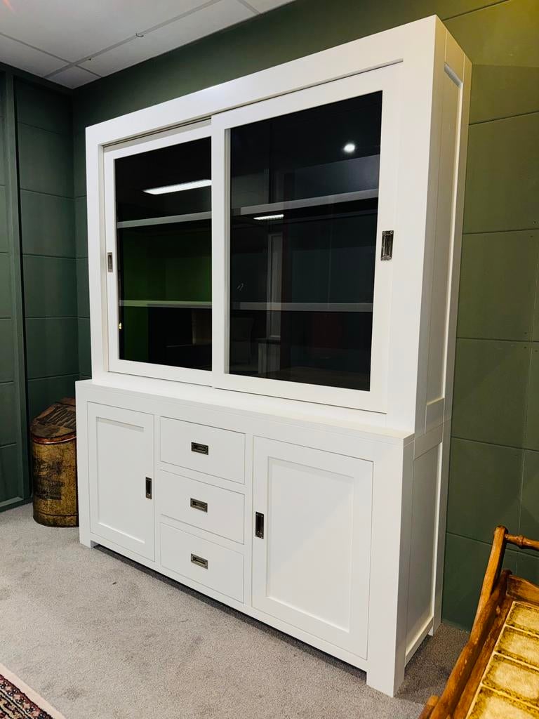 Mooie witte buffetkast wandmeubel vitrinekast, Antiek en Kunst, Ophalen of Verzenden