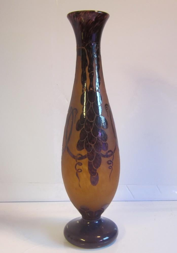 Antieke Le Verre Français vaas Ch. Schneider druif ca 1920, Antiek en Kunst, Verzenden