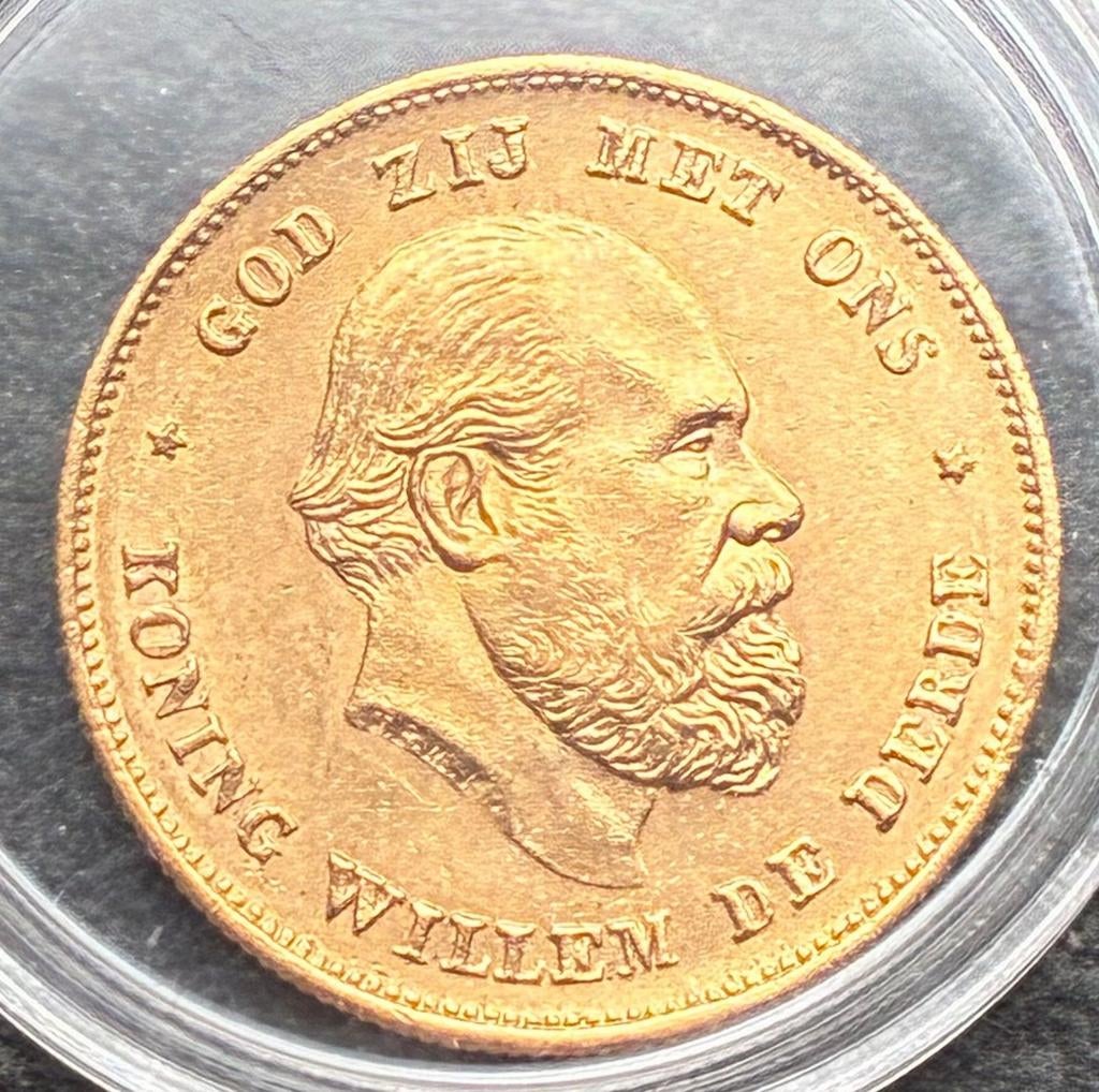 Gouden tientje Willem III 1875 PR, Postzegels en Munten, Munten | Nederland, Verzenden, Koning Willem III, 10 gulden