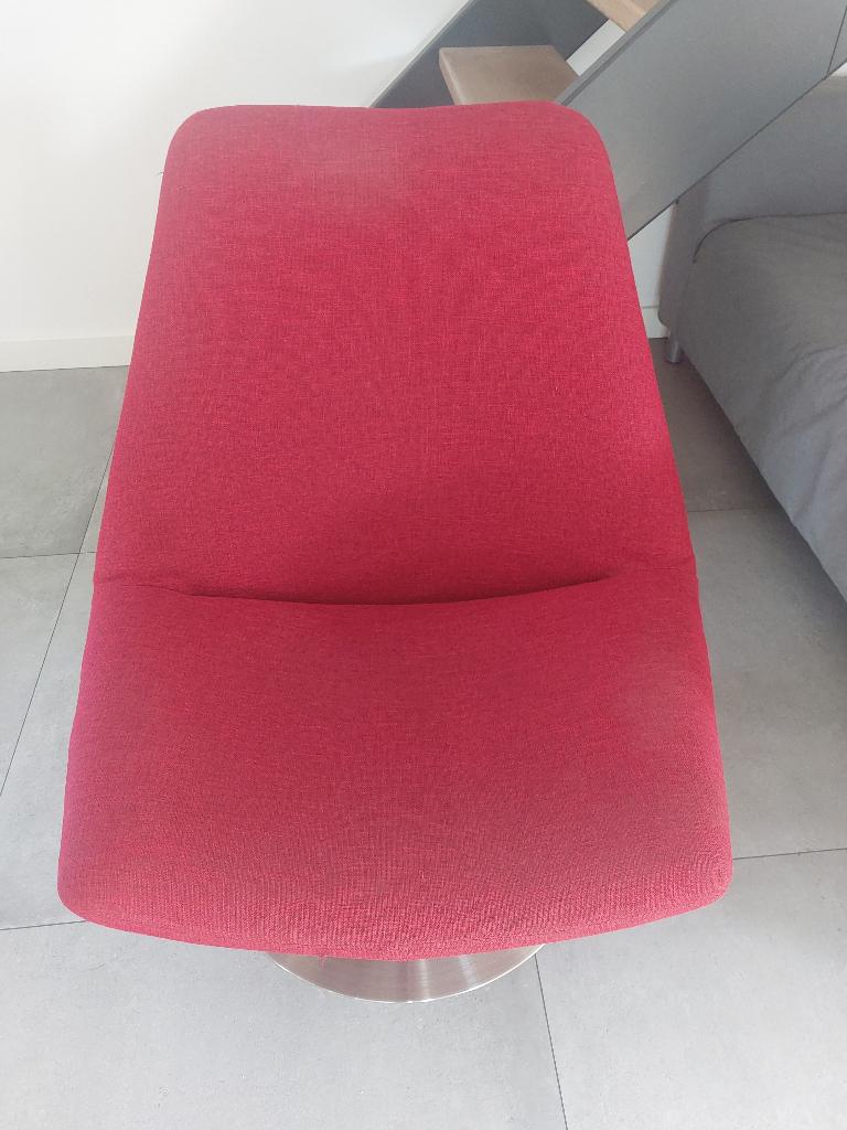 rode draai fauteuil, Huis en Inrichting, Fauteuils, Ophalen, Gebruikt, Minder dan 75 cm, Leer