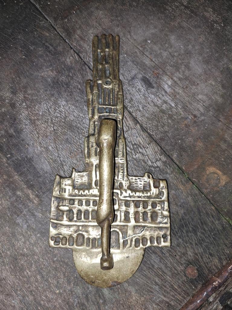 Antieke bronzen deurklopper, 16x7 cm, Ophalen of Verzenden