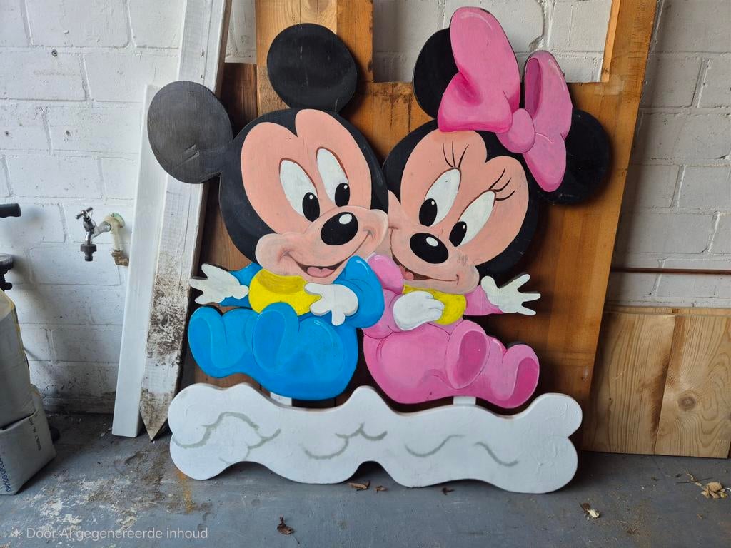 Geboortebord Mickey & Minnie Tweeling (incl. paal), Ophalen
