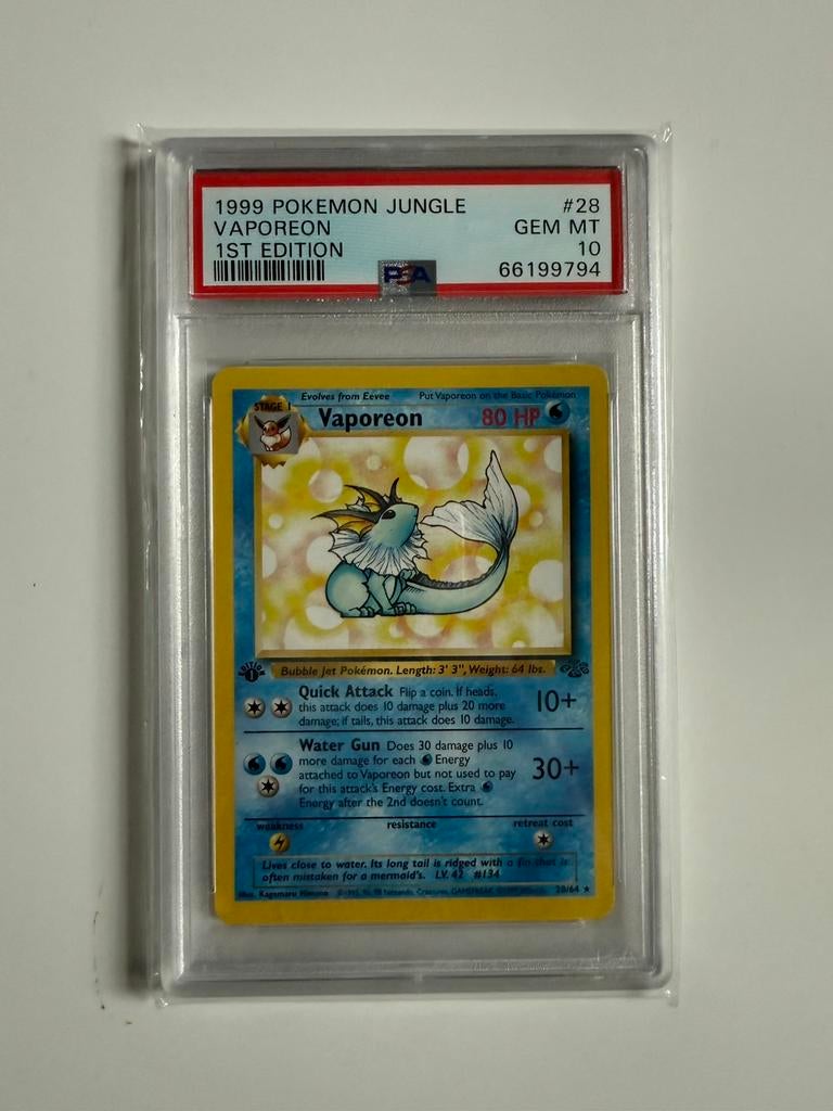 Vapereon Jungle 1999 Non Holo PSA10, Ophalen of Verzenden, Zo goed als nieuw