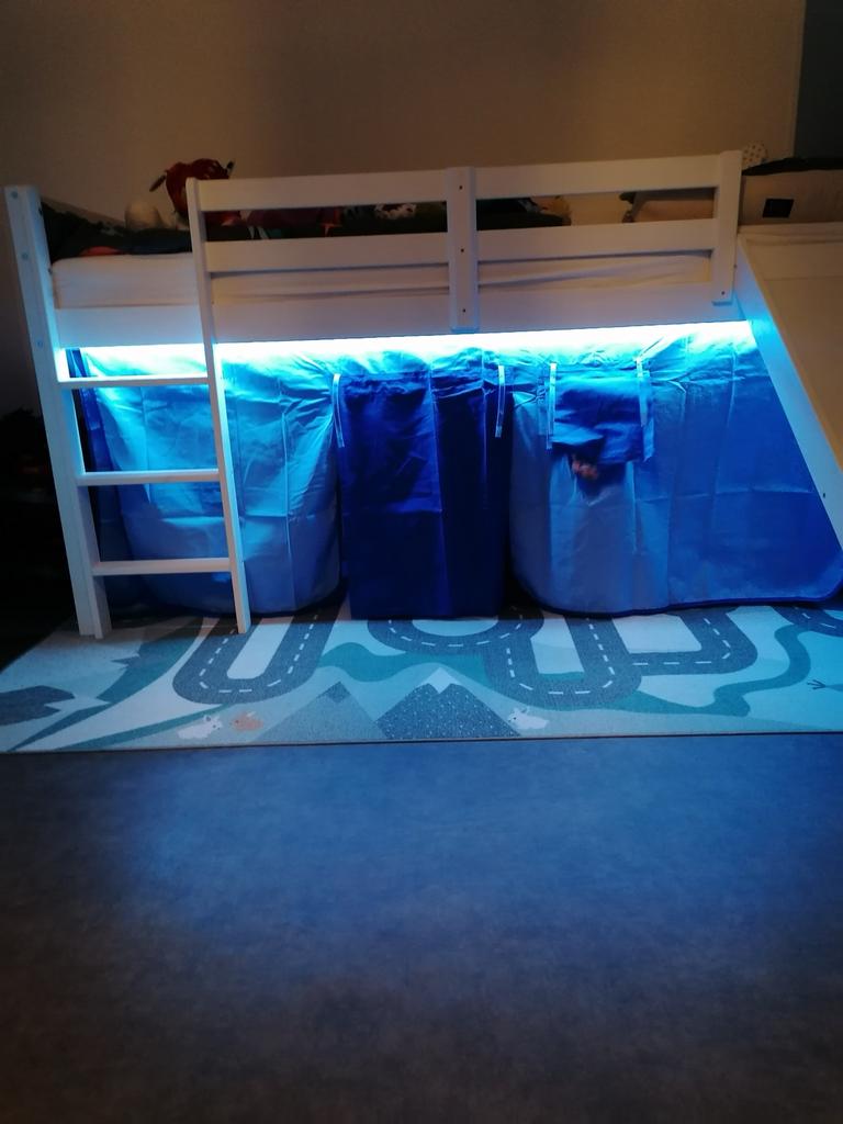Halfhoogslaper met glijbaan en tent - Wit, 90x200 cm, Kinderen en Baby's, Kinderkamer | Stapelbedden en Hoogslapers, Ophalen, Gebruikt